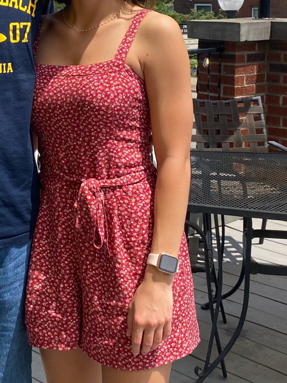 Hollister Red Floral Romper